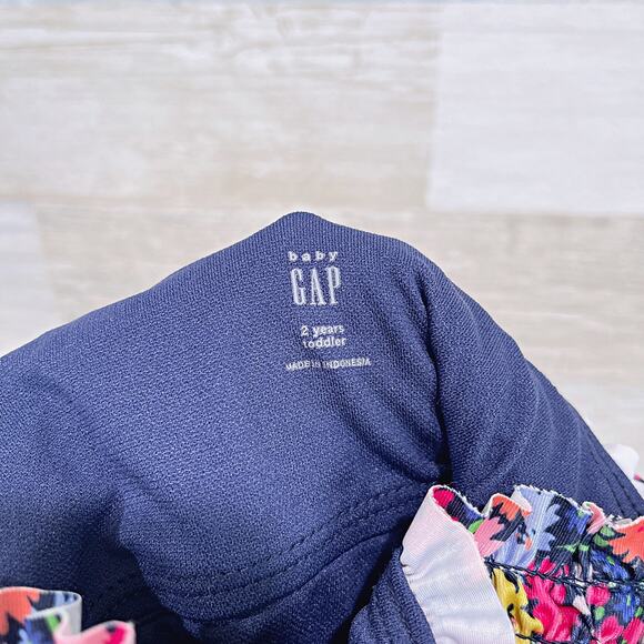 Baby GAP Floral Smocked One Piece Swimsuit Blue Pink Toddler Girls 2T 2 Years - Picture 4 of 5